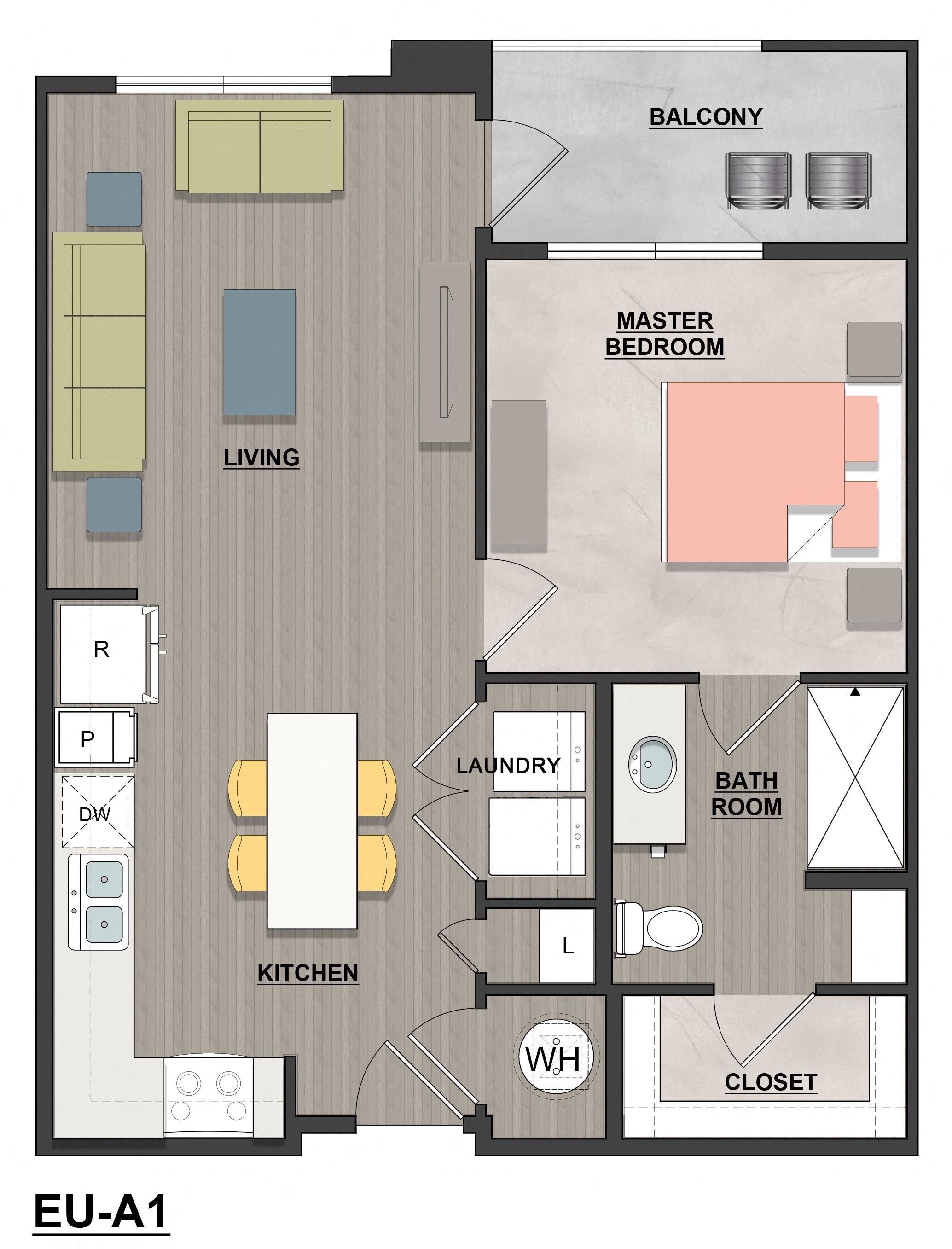 a floor plan of a room with a bedroom and a living room