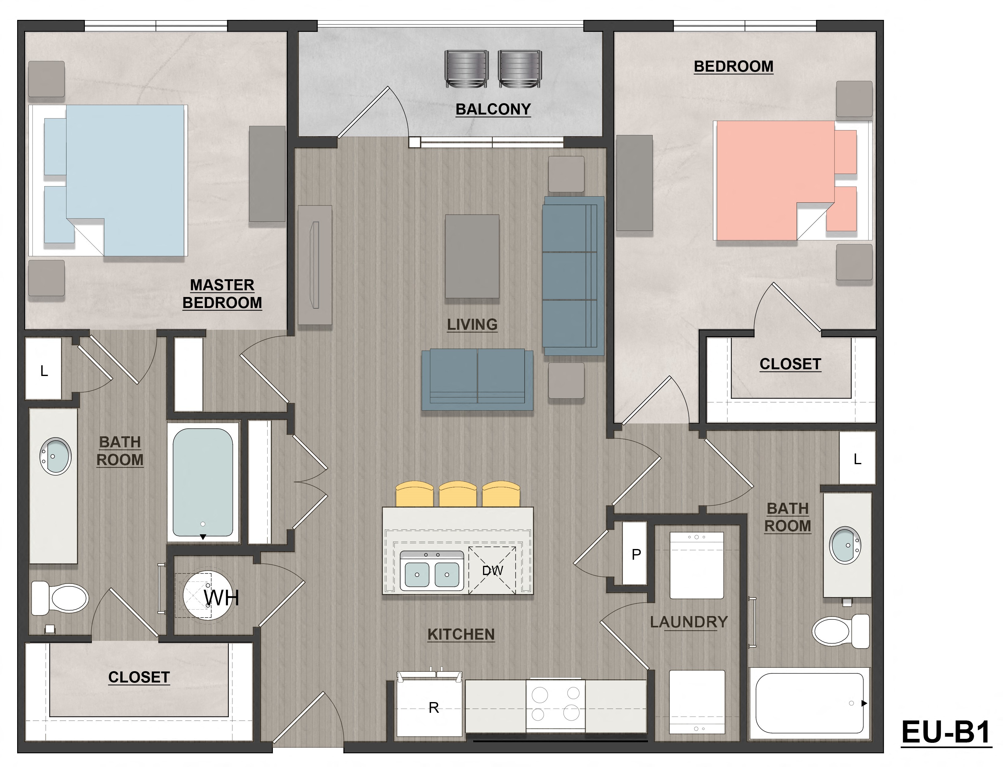 a floor plan of a room with a bedroom and a bathroom