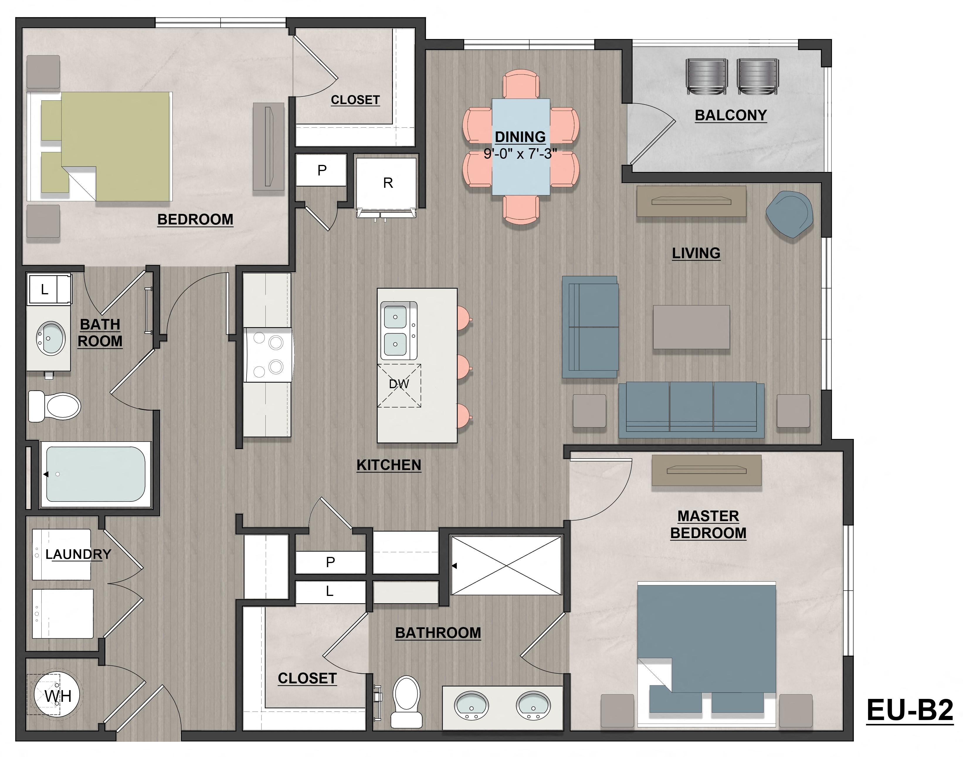 a floor plan of a house with a bedroom and a living room