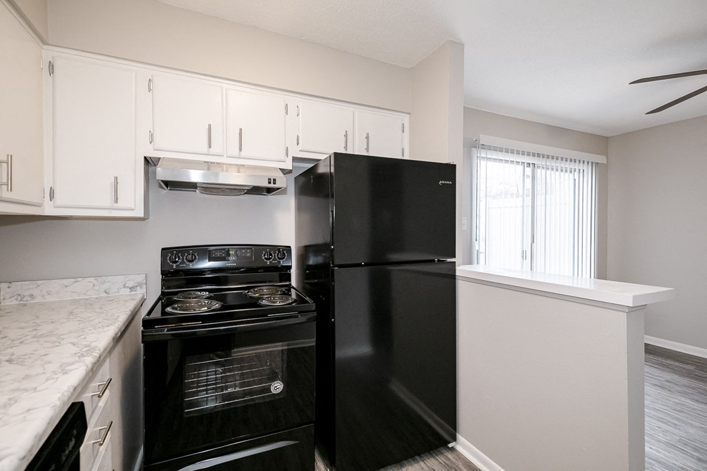 Updated Kitchen With Black Appliances at Arbor Pointe at Hillcrest, Little Rock, 72205