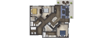 A floor plan of a house with a kitchen, living room, and bedrooms.