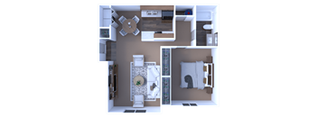 Foxfire 1 Bed & 1 Bath Floor Plan At Austin Place Apartments