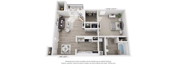 Cottonwood Floor Plan - One bedroom, One bathroom  at Grande View Apartments in Biloxi, MS