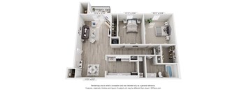 Cypress Floor Plan - Two bedroom, One bathroom at Grande View Apartments in Biloxi, MS
