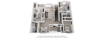 Magnolia Floor Plan - Three bedroom, Two bathroom at Grande View Apartments in Biloxi, MS