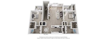 Redwood Floor Plan - Two bedroom, Two bathroom at Grande View Apartments in Biloxi, MS