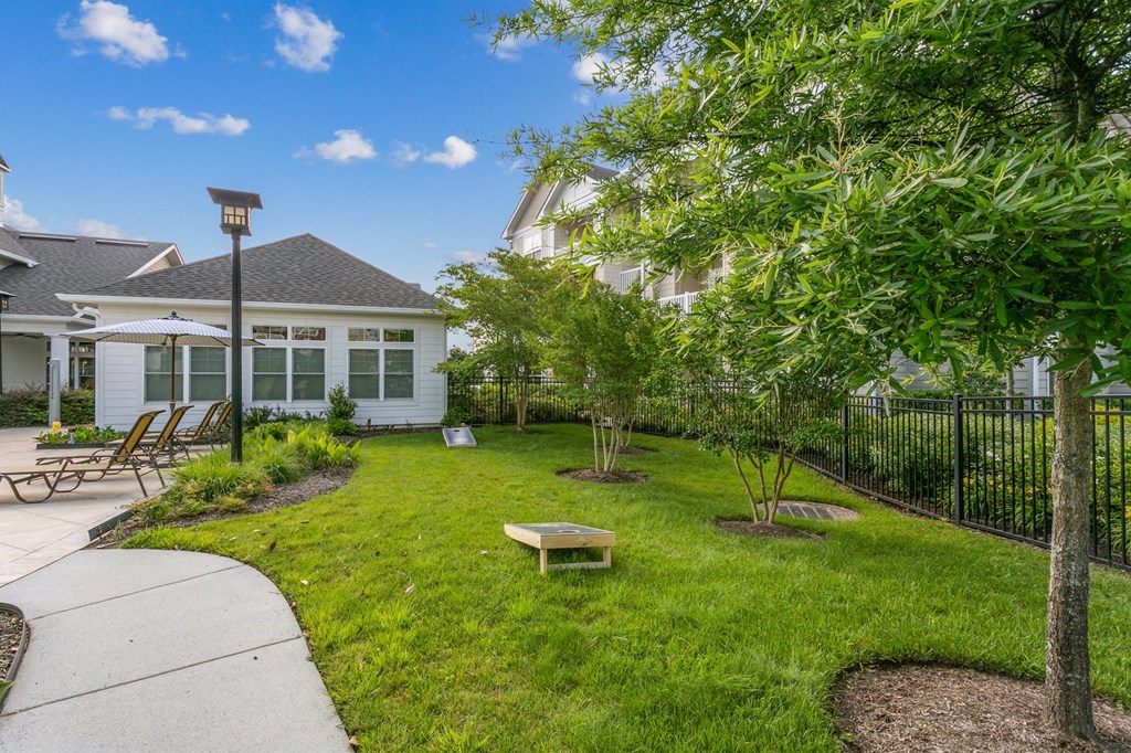 Poolside Green Space and lush landscaping at Hampton Roads Crossing, Virginia