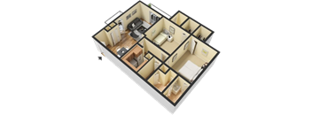 970 Square-Feet 2 bedroom 1.5 bathroom floor plan at Arbor Pointe at Hillcrest, Little Rock, AR, 72205