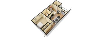 600 Square-Feet 1 bedroom 1 bathroom floor plan at Arbor Pointe at Hillcrest, Little Rock, Arkansas