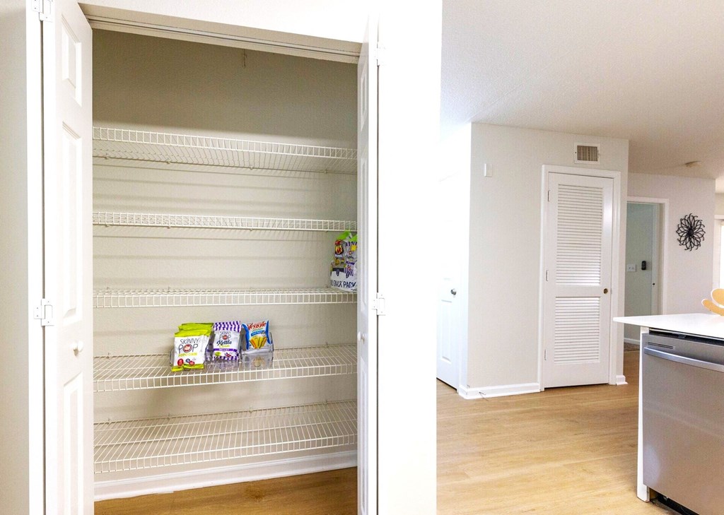 a before and after picture of an empty pantry in a kitchen