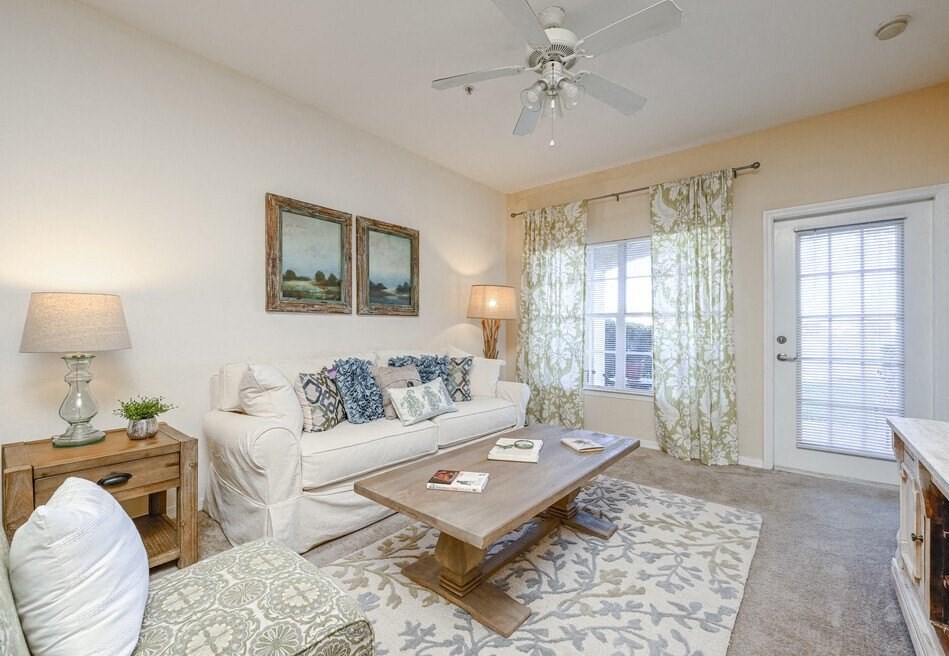 a living room with a couch and a coffee table