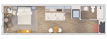 Studio  1 bathroom floor plan at 20 Midtown, Birmingham, AL, 35233