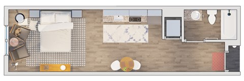 Studio  1 bathroom floor plan at 20 Midtown, Birmingham, AL, 35233
