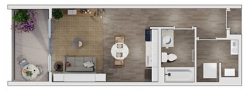 Studio  1 bathroom floor plan M3-C at 20 Midtown, Birmingham, AL