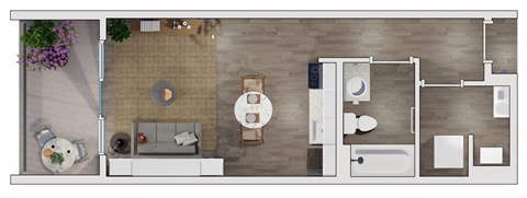 Studio  1 bathroom floor plan M3-C at 20 Midtown, Birmingham, AL