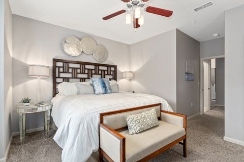 Large bedroom with en-suite bathroom at Magnolia Preserve in Dothan, AL