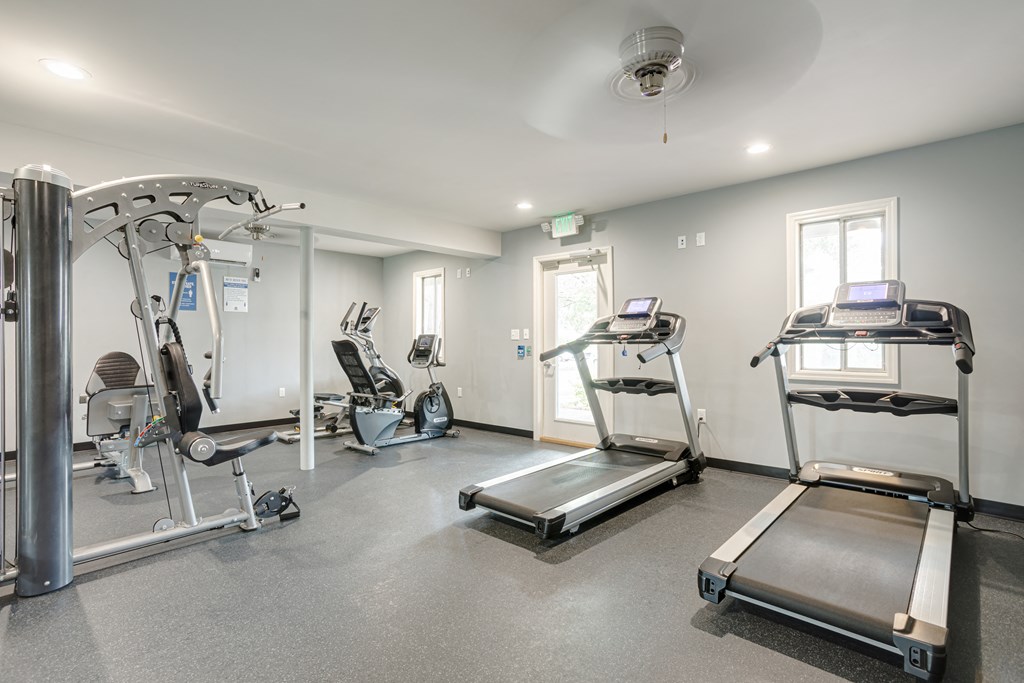 24-hr fitness center at Malibu at Martin Apartments in Huntsville, Alabama