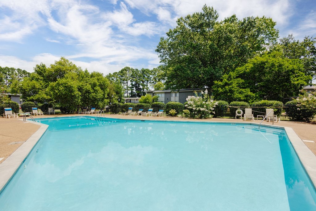 Pool and chairs at Malibu at Martin Apartments in Huntsville, Alabama