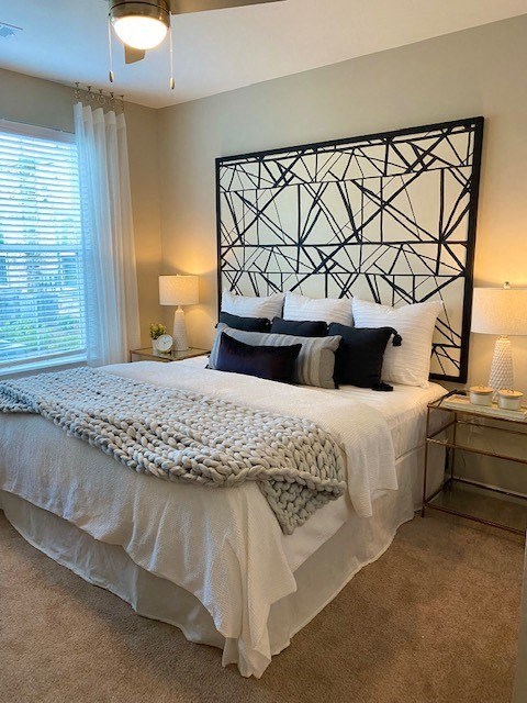 oversized bedroom with double window at Bon Haven Apartments in Spartanburg, SC
