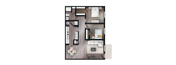 2 Bedroom 1 Bathroom Floor Plan at The Reserve at Wynwood Apartments, Alabama