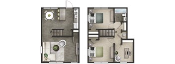a floor plan of a small apartment with a balcony and a living room