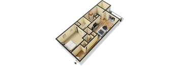 720 Square-Feet 1 bedroom 1 bathroom floor plan A at Arbor Pointe at Hillcrest, Little Rock, 72205