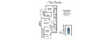 A floor plan for a two-story house with a garage.