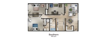Southern Floorplan at Union at Cooper Hill Apartments in Irondale, AL