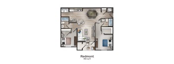 Redmont Floorplan at Union at Cooper Hill Apartments in Irondale, AL