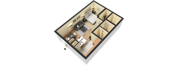 460 Square-Feet Studio 1 bathroom floor plan at Arbor Pointe at Hillcrest, Little Rock