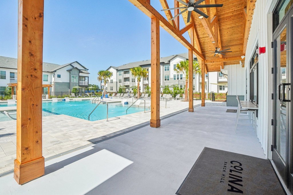the pool area at the residence apartments