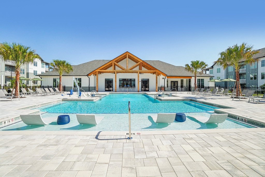 the swimming pool at the preserve at polo apartments