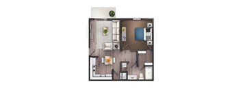 One Bedroom One Bathroom Floor Plan at The Reserve at Wynwood Apartments, Cullman, AL, 35055