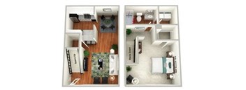 Rose 1 bed 1 bath floorplan  at Sundance Creek Townhomes McDonough, GA