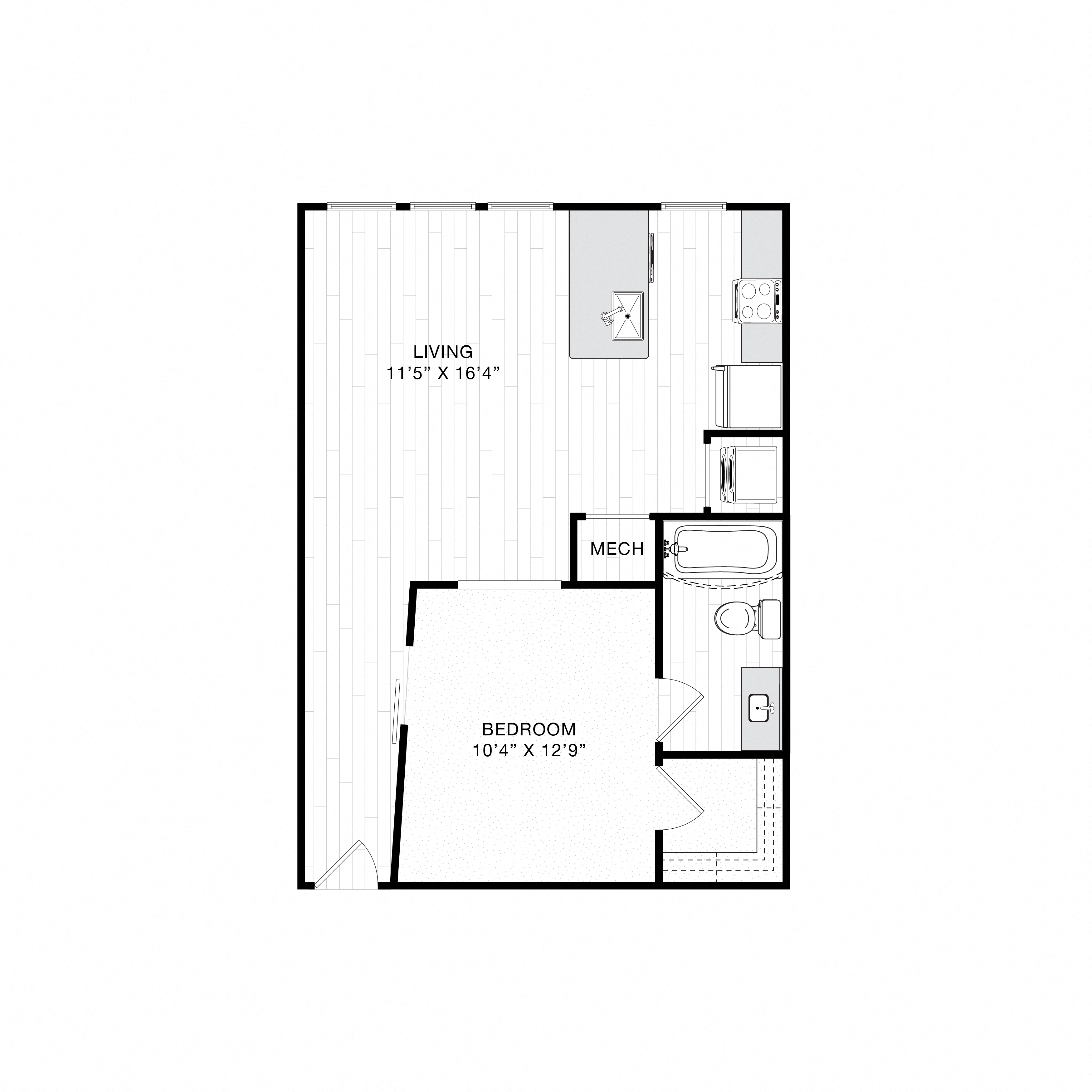 a floor plan of a 1 bedroom floor plan at Tapestrry East Bay in Apollo Beach, FL