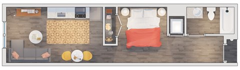 Studio  1 bathroom floor plan S3-A 20 Midtown, Birmingham, AL, 35233