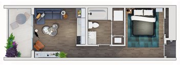 Studio  1 bathroom floor plan S3-B 20 Midtown, Alabama, 35233