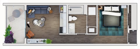 Studio  1 bathroom floor plan S3-B 20 Midtown, Alabama, 35233