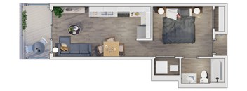 1 Bed 1 Bath floor plan at 20 Midtown, Birmingham, 35233