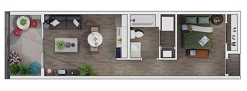 Studio  1 bathroom floor plan Bat 20 Midtown, Birmingham, 35233