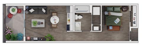 Studio  1 bathroom floor plan Bat 20 Midtown, Birmingham, 35233