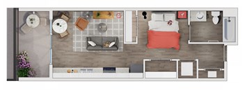 Studio  1 bathroom floor plan Hat 20 Midtown, Birmingham, AL