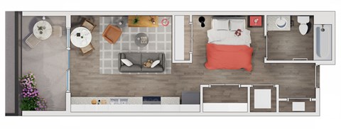 Studio  1 bathroom floor plan Hat 20 Midtown, Birmingham, AL