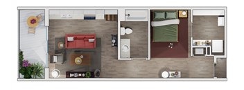 Studio  1 bathroom floor plan Mat 20 Midtown, Alabama, 35233