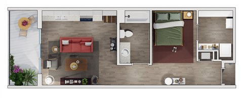 Studio  1 bathroom floor plan Mat 20 Midtown, Alabama, 35233