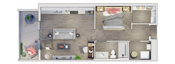 Studio  1 bathroom floor plan I at 20 Midtown, Birmingham, 35233