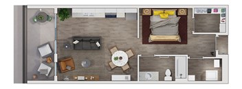 Studio  1 bathroom floor plan Jat 20 Midtown, Birmingham, Alabama