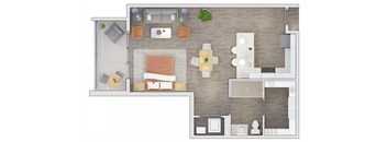 Studio  1 bathroom floor plan K at 20 Midtown, Birmingham