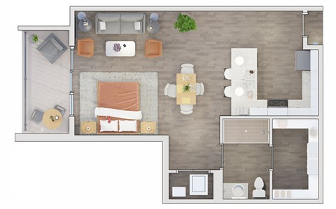Studio  1 bathroom floor plan K at 20 Midtown, Birmingham