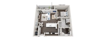 Stockton one-bedroom, one-bathroom floor plan at 2020 Providence in Huntsville, AL